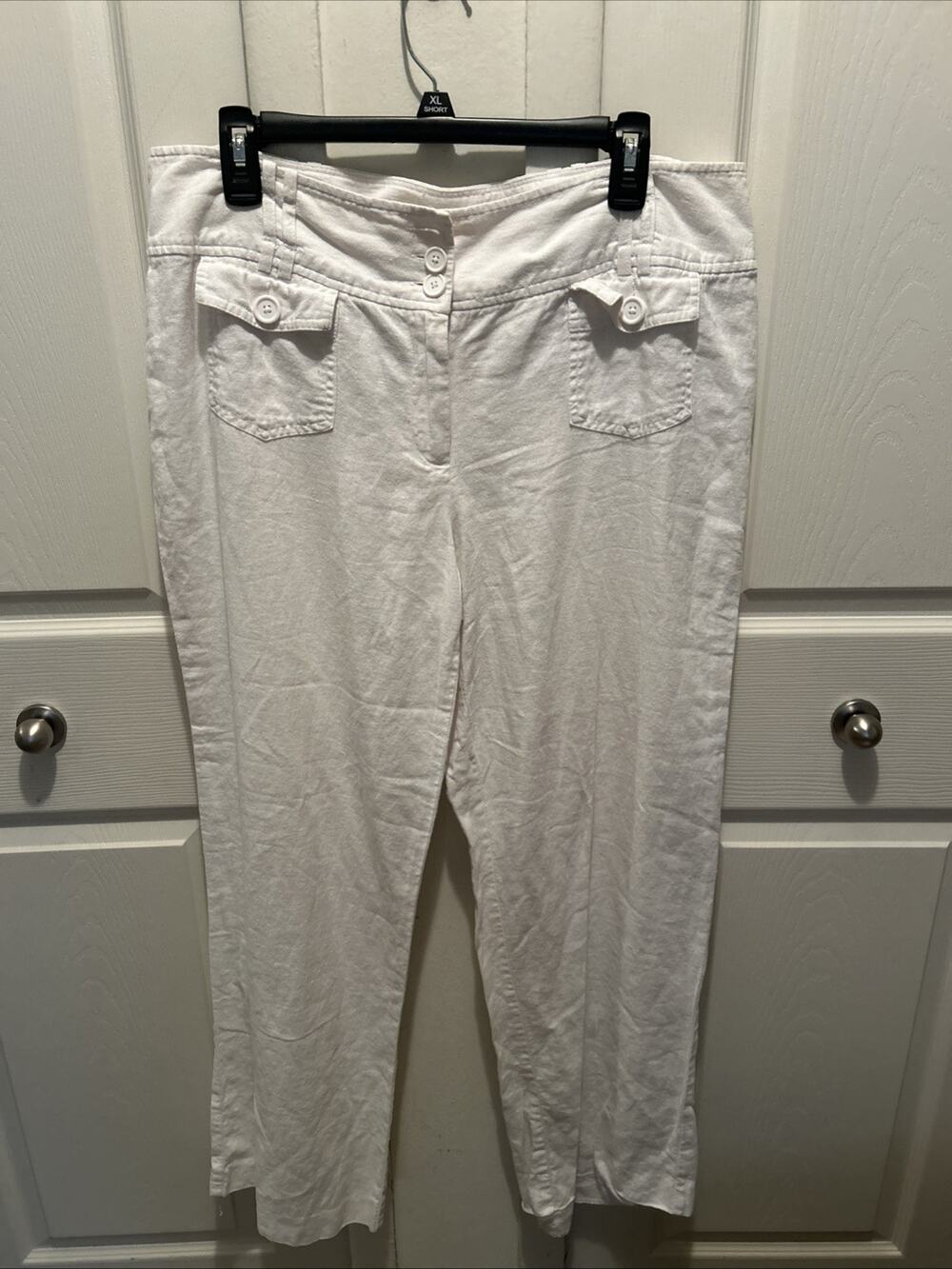 Cato Pants Womens 16 Linen Blend Classic Wide Legged White Beach Vacation